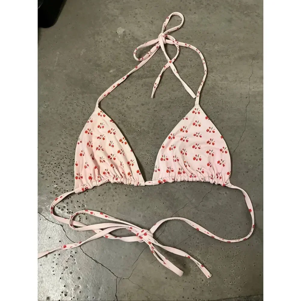 Frankie’s Bikinis Tia Baby Berry Bikini Top | Pink in XS